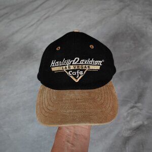 Vintage Harley Davidson Cafe Las Vegas SnapBack Cap Wool Blend Suede Brim